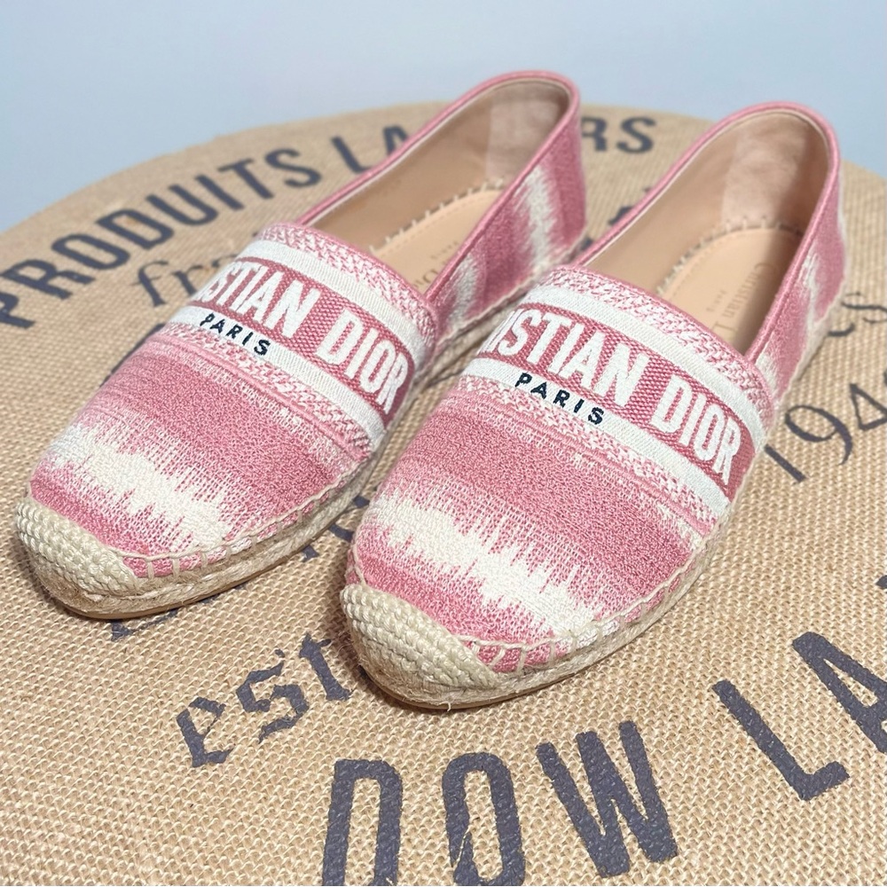 Dior Granville Pink Deep Nude D Stripes Cotton Logo Designer luxury Espadrille